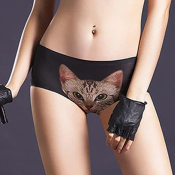 3 ks dámske spodky 3D mačka dámske bezšvové spodky Žena spodky ženy sexy spodnú bielizeň antibakteriálne bielizeň remeň