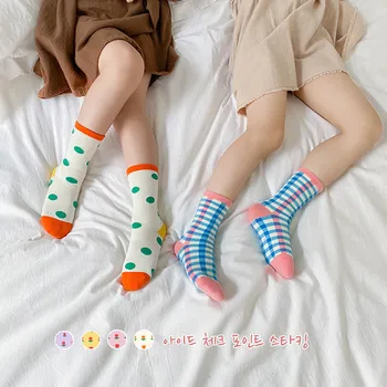 3 ks EnkeliBB Kórea Dizajn Značky Batoľa Dievča Roztomilé Ponožky Krásne Kawaii Dieťa Dievča Trubice Ponožky Kvet a Kockovaný Vzor