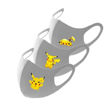 3 ks séria Pokemon Pikachu protiprachová Vetru Dieťa maska Cartoon okolo Chlapec a dievča charakter tlač Deti strany masky