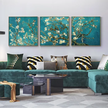 3 Panely Van Gogh Mandľový Kvet Plátno Umenie Obrazy Domov Stenu Decor Impresionistického Kvety Plátno Tlačiť na Obývacia Izba Cuadros