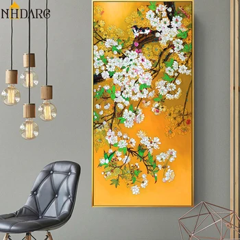 3 Panely Čínsky Štýl, Slivkové Kvety, Vtáky Plagáty a Vytlačí Plátno na Maľovanie na Stenu Umeleckých obrazov na Stenu pre Obývacia Izba Domova