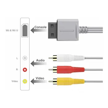 3-Pásmový RCA Audio Video Kábel HD TV AV Kábel Drôt Komponent pre Nintendo Wii U a Wii (pre Kompozitné Video + Audio)
