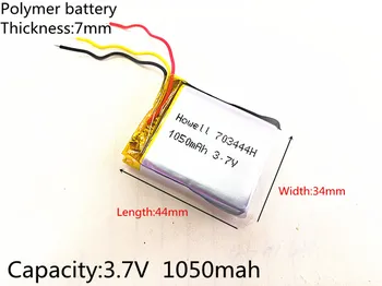 3 riadok 3,7 V 1050mAh Nabíjateľná li Polymer Li-ion Batéria Pre slúchadlá tachografu MODEL SP5 mp3, mp4, GPS 703444 073444