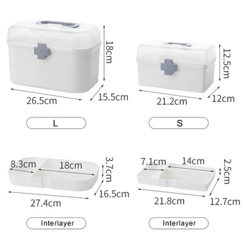3 Vrstvy Prenosná lekárnička Plastové Drog Multi-Funkčné lekárničky Rodiny Núdzové Kit Box QJ