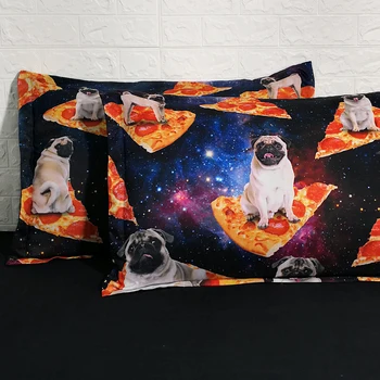 3 časti za set Roztomilé Pug Pes v Galaxy na Pizzu Plátok 3d posteľná bielizeň