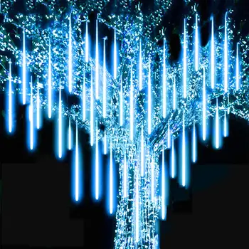 30/50 cm Vianoce 8 Trubice LED Reťazec Svetlá Vonkajšie meteorický dážď Dážď Vodotesný Pre Strom Svadobné Party Dekorácie Plug Chvost