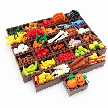 30 Rôznych Zeleniny, Ovocia Mesto Tvorca Bloky Kompatibilné MOC Box Časti Tehly Deti Hračky Nástroje, Potravinové Doplnky, Stavebné Bloky