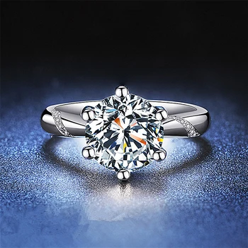 30% Strieborné Pozlátené Šesť Pazúroch Žien Resizeable Otvoriť Zásnubný Prsteň CZ 8 mm Crystal Luxusné Prst Šperky Veľkoobchod Dropshipping