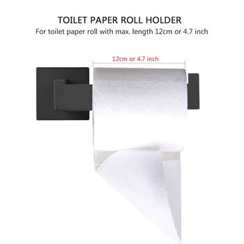 304 Nehrdzavejúca Oceľ Čierny Toaletný Papier Držiak Kúpeľňa Toaletný Držiak Pre Rolka Papier, Uterák Námestie Kúpeľňových Doplnkov