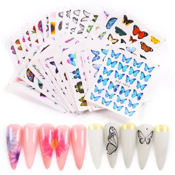 30pcs/veľa Farebné Silder Motýľ Vzory Nail Art Nálepky Vodoznak DIY Farebné Tipy na Nechty, Nálepky na Manikúru Nástroj
