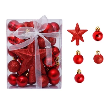 30pcs Vianočné Gule S Tree Top Iskru Hviezdy Visí Loptu Baubles Snowflake Vianočný Strom Dekorácie Gule Ornament