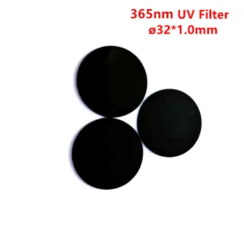 32*1,0 mm 365nm UV-Pass Filter ZWB2 UG1 U-360 Ultrafialové Pásmového Čierne Sklo Viditeľné svetlo rez