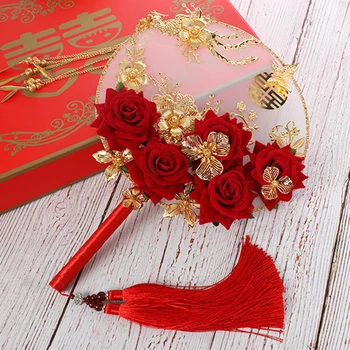 32x22cm Ručné Koleso Ventilátora Materiálov Auta Ručné staré Čínske Svadobné Nevesty Fotografie Ornamenty, Kvety