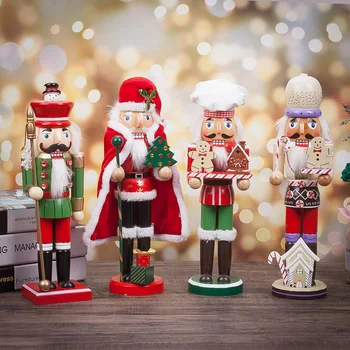 35 CM Dreva Vianočné Nutcrackers Bábkové Drevené Ručné Remeslá Domov Shop Ploche Ozdoby, Dekorácie pre Pletie Narodeniny 8 Typov