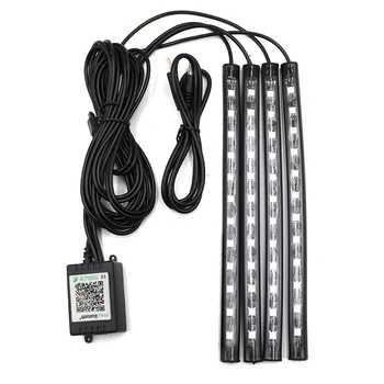 36 LED Auto Nohy Svetlo Okolitého svetlo S USB Bluetooth App Remote Control Viacerými Druhmi Automobilový Interiérové Dekoratívne Osvetlenie
