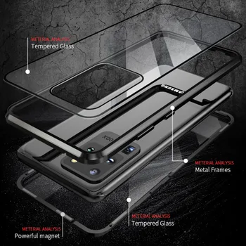 360 Anti Peeping ochrany Osobných údajov Magnetické puzdro pre Samsung Galaxy S20 S10 S9 S8 Plus S20 FE Ultra Poznámka: 20 10 9 8 Obojstranný Sklenené Prípade