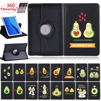 360 Rotujúce Prípad Tabletu pre Huawei MediaPad T5 10 10.1 palcový/T3 10 9.6 palcový Avokádo je Ovocie Série Ochranný Kryt+ Zadarmo dotykové Pero