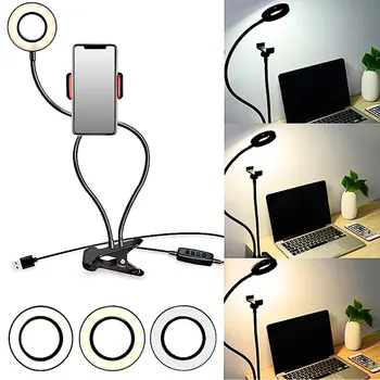 360 Stupeň Úpravy LED Selfie Krúžok Svetlo S mobilného Telefónu Držiteľa Flexibilné Stmievateľné tvoria Stolná Lampa stolná Lampa Photo Studio