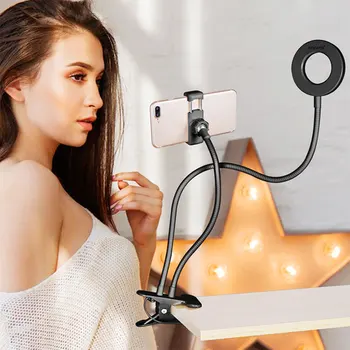 360 Stupeň Úpravy LED Selfie Krúžok Svetlo S mobilného Telefónu Držiteľa Flexibilné Stmievateľné tvoria Stolná Lampa stolná Lampa Photo Studio