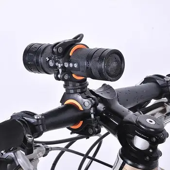 360 Stupňov jazda na Bicykli Klip Svorka Otáčania Bicykli Baterka Pochodeň Mount LED Hlavy Predné Svetlo Držiteľ Klip Cyklistické Doplnky