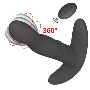 360 Stupňové Otáčanie Análny Plug Silikónový Vibrátor Mužskej Prostaty Masér Zadok Plug Riti Upozorňuje Sexuálnu Hračku Pre Mužov G-Spot Stimulovať