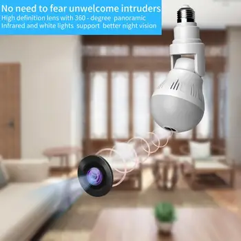 360-Stupňový LED Svetlo HD 1080P Bezdrôtový Panoramatické Home Security Bezpečnosť WiFi CCTV Fisheye Žiarovky Lampy IP Kamera Dva Spôsoby, ako Audio Nové