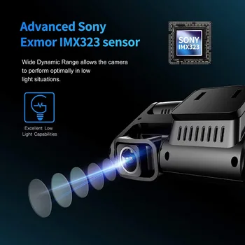 360° GPS, WIFI záznamník 4K 2160P duálny objektív, automatické DVR Novatek 96663 Sony IMX323 infračervené HD nočné videnie sprint cam kamera