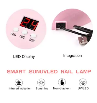 36W UV LED Lampa 7Color Lampa na Nechty, LCD Displej Nechtov Gél na Vlasy Lampa USB Nabíjanie Auto Lampa Pre Manikúru