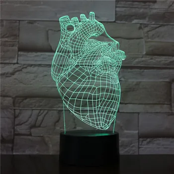 3D-1553 Srdci, Srdcový Tvar LED Akryl Nočné Svetlo 7 Farieb Dotykový Diaľkové Ovládanie Ilúzie Zmeniť Domáce Dekorácie Svetlá