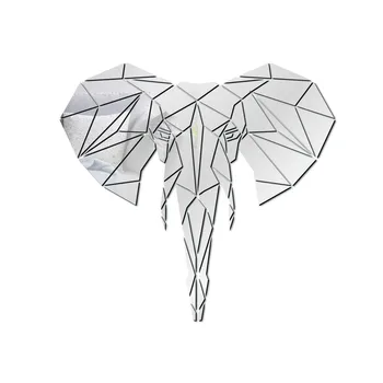 3D Akrylové Zrkadlo Samolepky na Stenu Wildlife Zviera nástenná maľba Domov Steny v Obývacej Izbe Dekor Geometrické Slon Tvarované Nástenné Zrkadlo Obtlačky