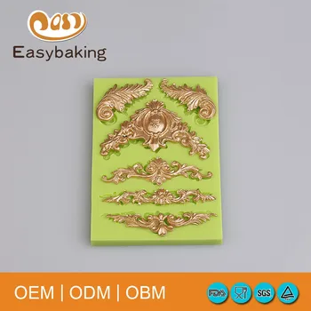 3D Barokový Zvitky Úľavu Tortu Hranice Silikónové Formy Fondant Cake Zdobenie Nástroje Candy Hliny Čokoláda Gumpaste Formy