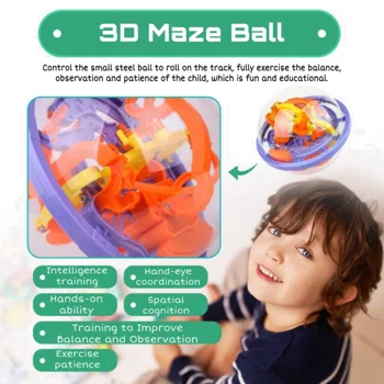 3D Bludisko Magic Ball Transparentné Intelekt Puzzle Rýchlosť Rolling Loptu Hra Vzdelávacie Hračky pre Deti, darčeky