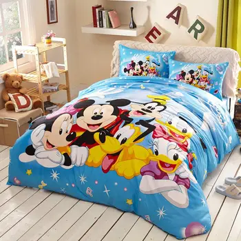 3D Blue Deti obliečky kryt nastaví jednu veľkosť Mickey Mouse posteľná bielizeň twin prehoz cez posteľ bavlna kráľovná king bed nastaviť Chlapcov Disney double