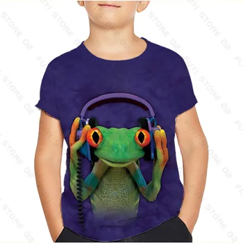 3D Deti T Tričko Harajuku Streetwear Zvierat Vzor Tlače Voľné Tees Deti Lizard Krátky Rukáv Oblečenie Teenager Bežné T-shirt