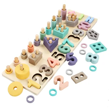 3D detí Predškolského veku vzdelávacie hračky drevené Montessori aritmetický zodpovedajúce stavebným hračky Montessori Hračky, Učebné Pomôcky