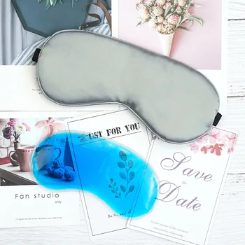 3D Hodváb Spánku Prírodné Masky na Spanie Očná Maska Kryt Spánku Pomoc Eyeshade Cestovanie Relax Nap Oko Patch Prenosné zaviazanými očami s Ľadom Taška