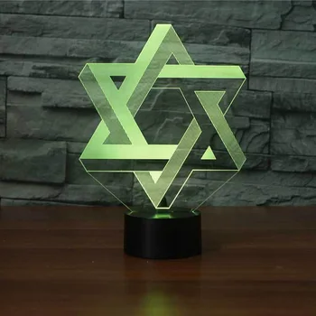 3D Hviezda David Modelovanie Nočného LED 7 Farieb Náladu stolná Lampa USB Spálňa Posteli Spať Svietidlo Domova Deti Darčeky