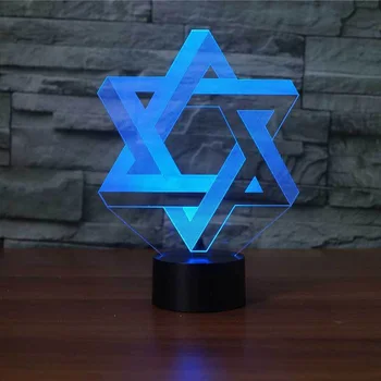 3D Hviezda David Modelovanie Nočného LED 7 Farieb Náladu stolná Lampa USB Spálňa Posteli Spať Svietidlo Domova Deti Darčeky