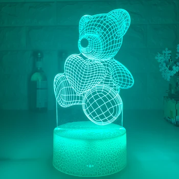 3d Ilúziu Dieťa Nočné Svetlo Medveď so Srdcom Led Dotykový Spínač Farebné Atmosféru pre Domáce Dekorácie Svetla, Stolové Lampy, Nočné