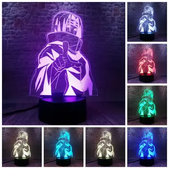 3D Ilúziu LED Nočného Farebné Dotyk Bleskové Svetlo, písací Stôl Dekor Obrázok Naruto Uchiha Itachi Anime postavy Svetlo-až Hračky
