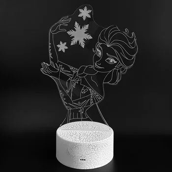 3D ilúziu, Spálňa Decor Nočné Osvetlenie, Snehová Kráľovná Elsa Modelovanie LED stolná Lampa Dievčatá Princezná Dar rozsvieti Hračky na Spanie Lampa