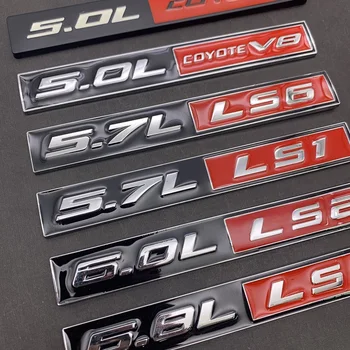 3D Kovové Znak Auto nálepky, 5.0 L COYOTE V8 5.7 L LS1 6.0 L LS2 6.8 L LS3 Auto odznak pre Dodge Ra Výtlak Odtlačkový