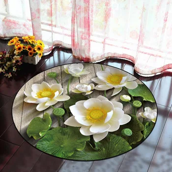 3D Kreatívne Kvetinové Tlač Kolo Koberce dvere mat, Spálne, Obývacej Izbe Čaj Stôl Koberce, Kuchyňa, Kúpeľňa Protišmykové Rohože