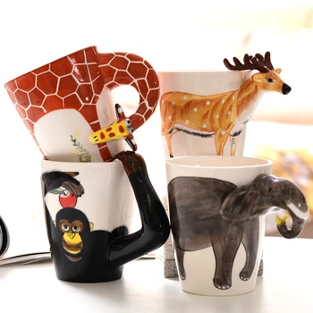 3D Káva Hrnček Legrační Zviera Dinosaura Žirafa Dolphin Porcelánu 13.5 Oz Šálku Čaju Roztomilý Tvorivé Keramické Čaj Hrnček Dieťa Vianočný Darček