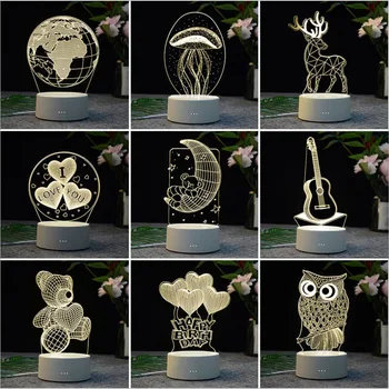 3D Lampa Romantickej Lásky v tvare Srdca Balón Akryl LED Nočné Svetlo Dekoračné Nočný Stolík Lampa deti Darček k narodeninám