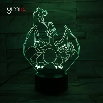 3D Lampe Sprievodca Charizard Hudby, Bluetooth Reproduktor Nočné Svetlo Farebné Stolové Lampy Stmievateľné Umenie Crystal Light Dieťa Spálňa Dary