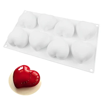3D láska Srdca, Tvarované Silikónové Formy 8 Jamiek Puding Cupcake Umenie Tortu Formy na Pečenie Pečiva Mousse Čokoláda Formy Tortu Nástroje