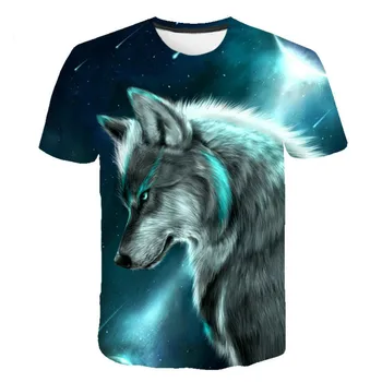 3D móda tlačené zvierat vlk T-shirt, chlapci a dievčatá osobné T-shirt, detské animácie, krátky rukáv T-shirt oblečenie