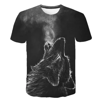 3D móda tlačené zvierat vlk T-shirt, chlapci a dievčatá osobné T-shirt, detské animácie, krátky rukáv T-shirt oblečenie
