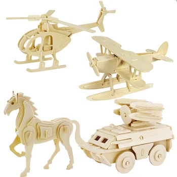 3d priestorové drevené zvierat skladačka puzzle, hračky pre deti diy ručne vyrábané drevené skladačky puzzle Zvieratá, Hmyz Série